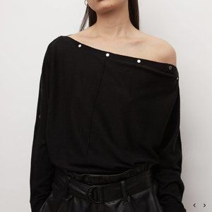 All Saints Eli Wool Cotton Blend Sweater Black Small